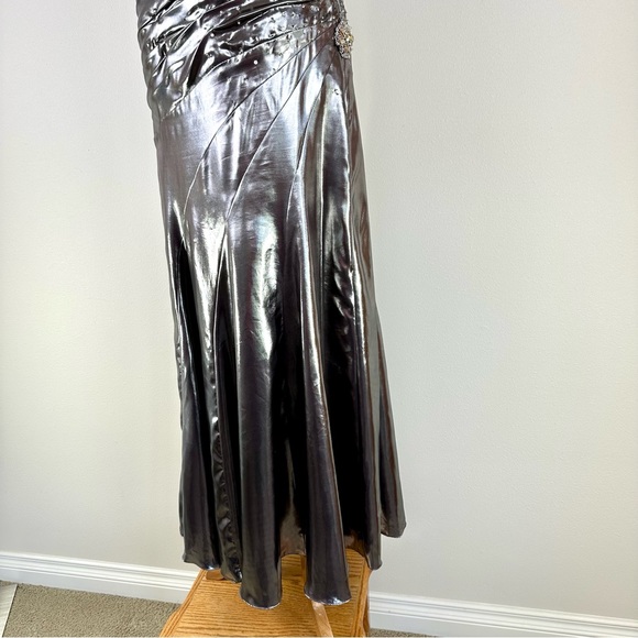 Flirt by Maggie Sottero Silver Pewter Metallic Strapless Formal Gown - Picture 5 of 16